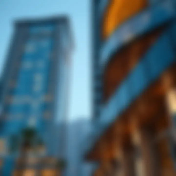 Architectural details of Al Kawakeb Building showcasing modern design
