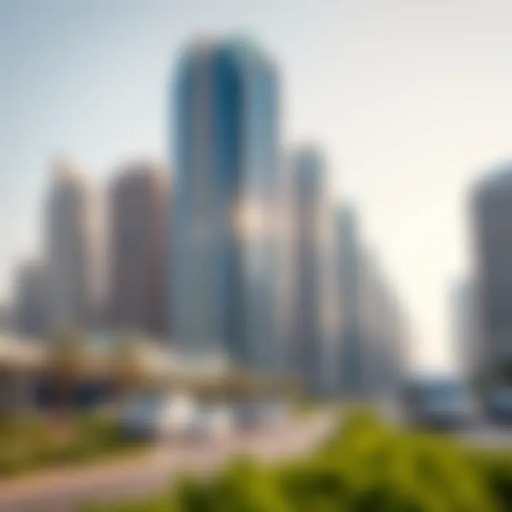 Modern skyscrapers lining the Al Khail corridor symbolizing urban growth