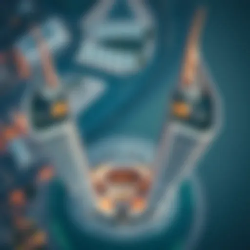 Aerial Perspective of Al Maha Tower Aerial view of Al Maha Tower showcasing its unique architectural design