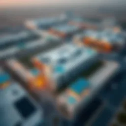 Aerial view of Al Wasl Box Park showcasing its unique architectural layout