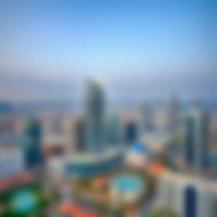 Aerial Perspective of Al Yasmeen Building in Dubai An aerial view of the Al Yasmeen Building amidst the Dubai skyline.