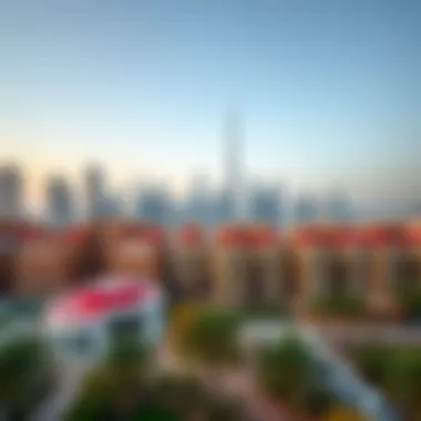 Dubai Skyline View Outdoor view of a Dubai skyline with rental properties