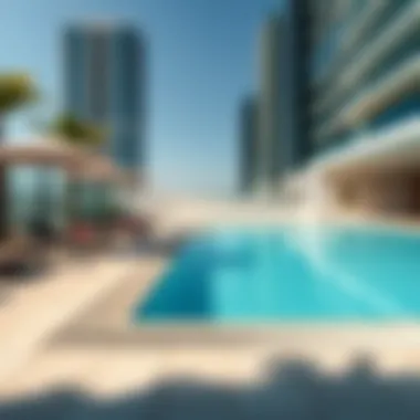 High-End Amenities Amenities in a high-end rental property, featuring a swimming pool