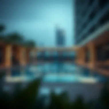 Luxurious amenities available at Centrium Towers including a swimming pool and gym.