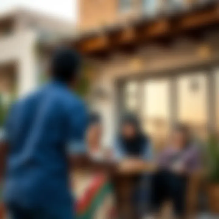 A diverse group of expatriates enjoying a vibrant community setting in the UAE