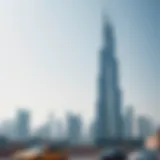 Stunning view of Deena Tower against the Dubai skyline