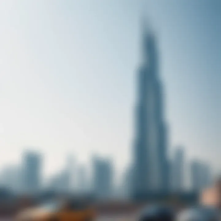 Stunning view of Deena Tower against the Dubai skyline