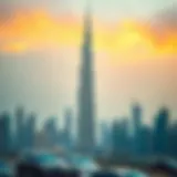 The iconic Burj Khalifa towering over the Dubai skyline