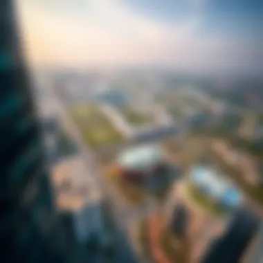 Aerial View of Sustainable Development in Dubai Industrial City Aerial view of Dubai Industrial City highlighting green spaces and modern structures