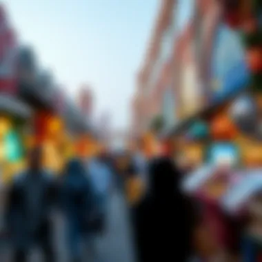 Eid Marketplace Experience A vibrant marketplace bustling with activity during Eid