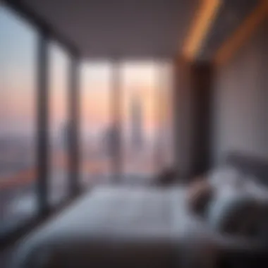 Cozy room with city view in Satwa area