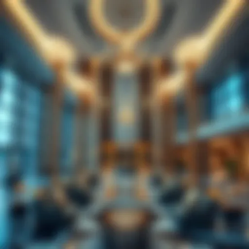 Luxurious hotel lobby near Satwa Roundabout