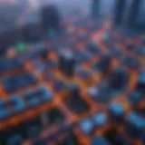 Aerial view of Al Dana International City showcasing its vibrant urban layout