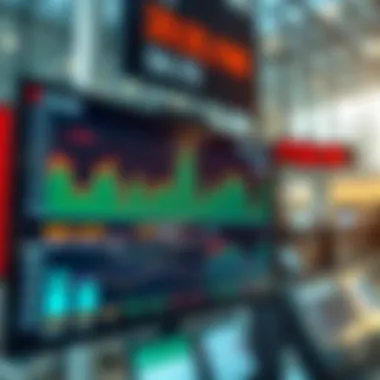 A digital screen displaying real-time auction data.