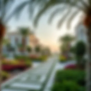 Lush landscaped gardens surrounding Al Falaj Villas