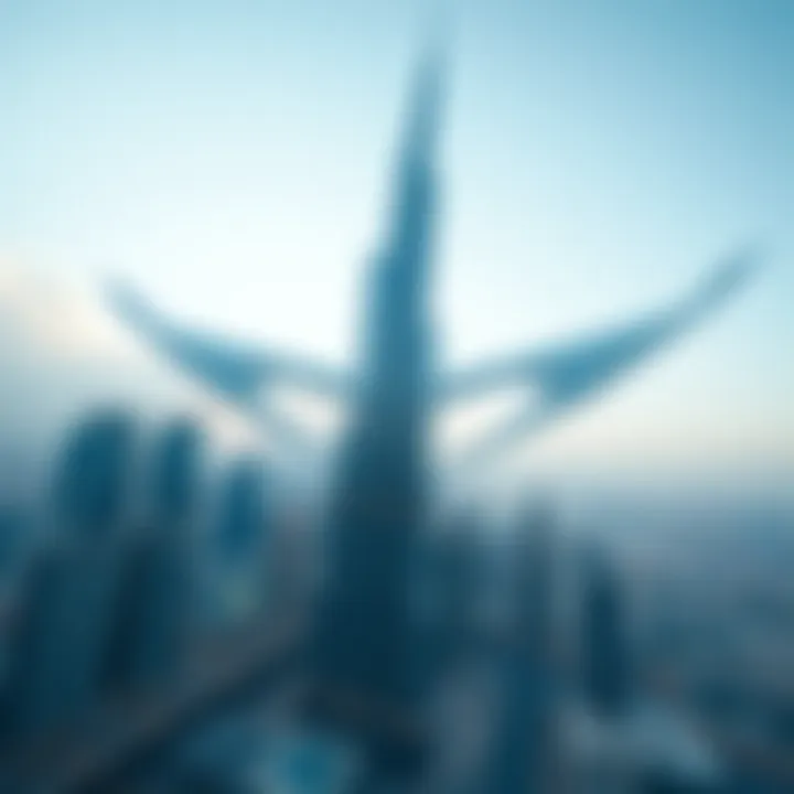 Bird's eye view showcasing the Wings of Burj Khalifa within Dubai's skyline