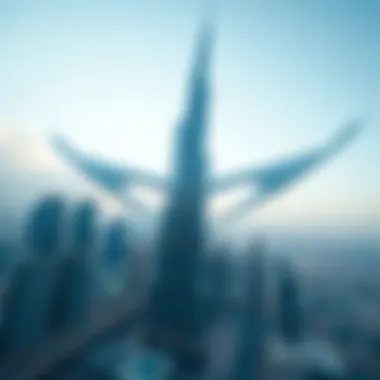 Dubai Skyline with Wings of Burj Khalifa Bird's eye view showcasing the Wings of Burj Khalifa within Dubai's skyline