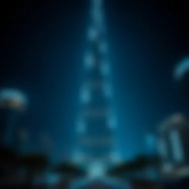 Night Illumination of the Wings Night view of Burj Khalifa highlighting the illumination of the Wings
