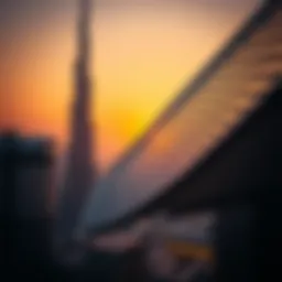 Stunning architectural view of the Wings of Burj Khalifa against the sunset