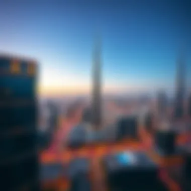 Panoramic view of Dubai skyline from Burj Vista