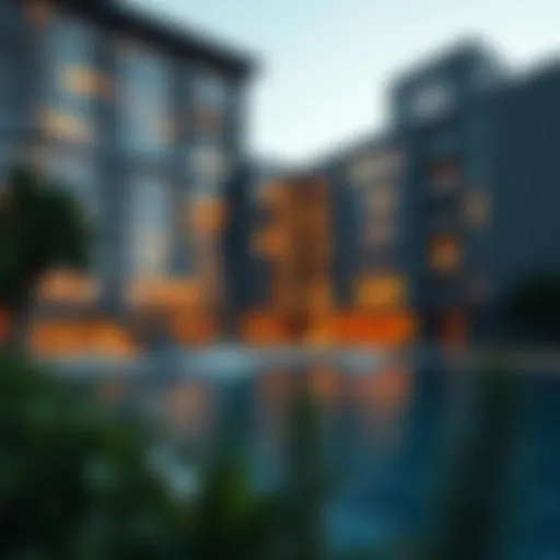 Stunning architectural view of Water's Edge Building