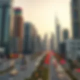 A modern skyline of Dubai showcasing iconic real estate developments