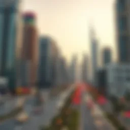 A modern skyline of Dubai showcasing iconic real estate developments