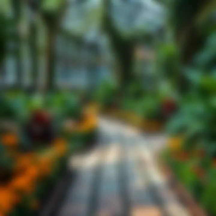 Intricate pathways through a vibrant botanical garden Intricate pathways through a vibrant botanical garden