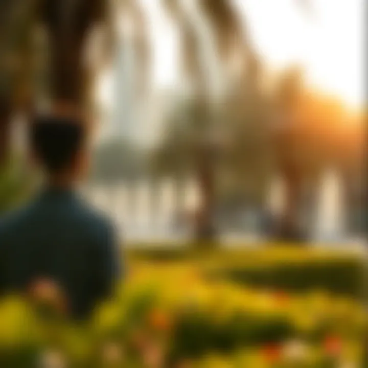 Visitors enjoying the serene ambiance of a city park Visitors enjoying the serene ambiance of a city park