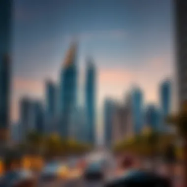 The Skyline of Downtown Dubai Modern skyscrapers in Downtown Dubai