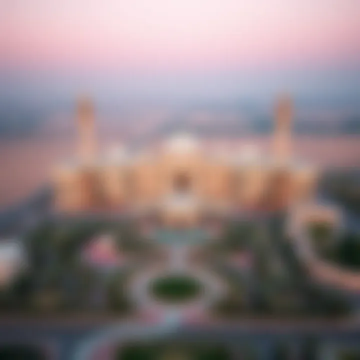 Aerial view showcasing the grandeur of Nad Al Sheba Palace