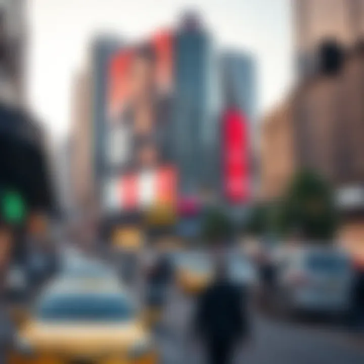 Vibrant commercial district in Dubai with bustling activity