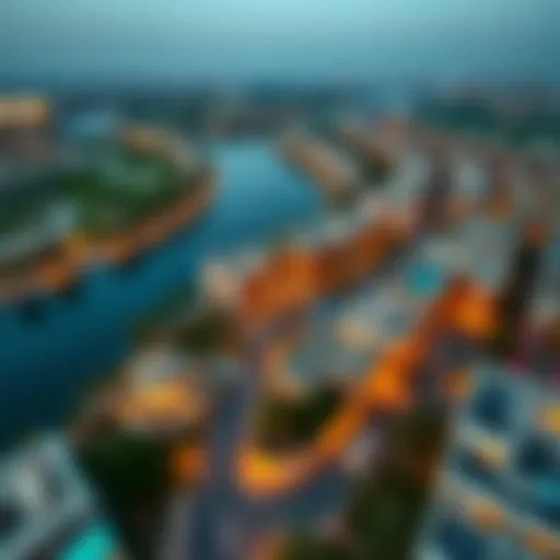 Aerial view of Riverside Crescent showcasing its luxurious properties