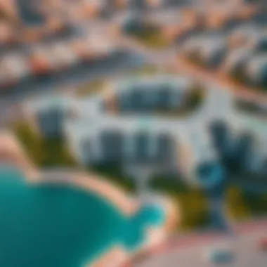 Comprehensive Overview of Rotana Beach Residence Complex Aerial view of the Rotana Beach Residence complex