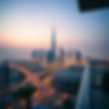 Scenic view of Dubai skyline from the Address Fountain View terrace