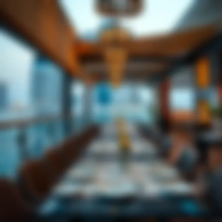 Elegant dining setup at a waterfront restaurant