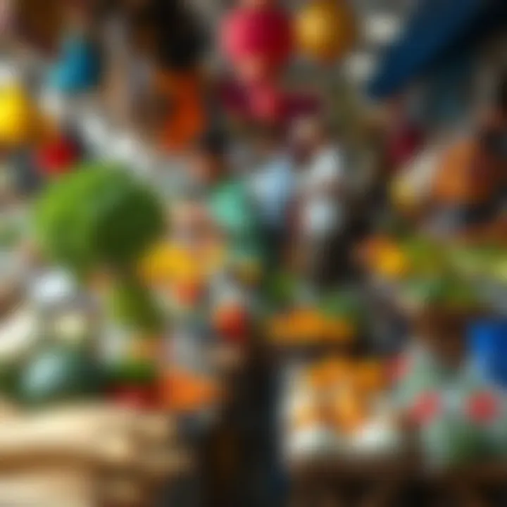 A vibrant market scene showcasing fresh ingredients and local produce available in JBR