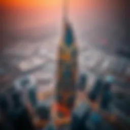 Stunning aerial view of Damas Dubai Tower showcasing its unique architectural design