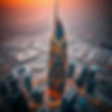 Aerial Perspective of Damas Dubai Tower Stunning aerial view of Damas Dubai Tower showcasing its unique architectural design