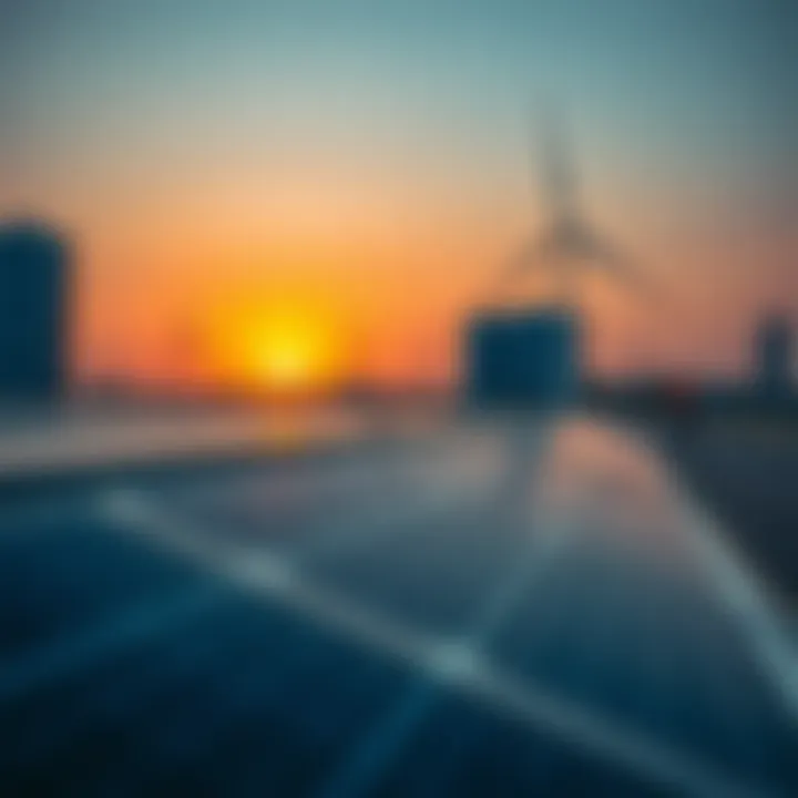 Dewa's Commitment to Sustainable Energy Visual representation of Dewa's sustainable energy initiatives with solar panels and wind turbines.