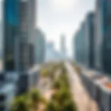 Overview of Dubai's urban landscape showcasing modern skyscrapers and green spaces.