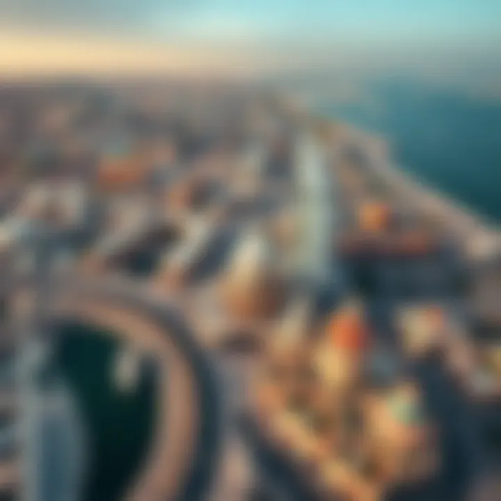 Abu Dhabi's Cultural Richness from Above Aerial shot of Abu Dhabi's cultural landmarks and waterfront