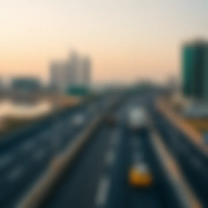 The Vital Link: Connecting Cities via Highway Highway connecting Dubai and Abu Dhabi with vehicles in transit