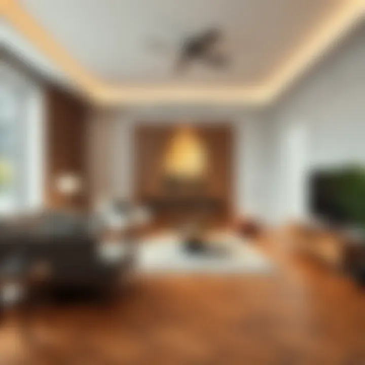 Contemporary Living Room with Parquet Flooring Modern living room featuring beautiful parquet flooring