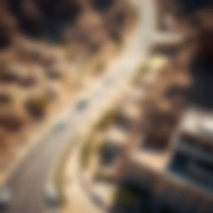 Accessibility to Wadi Shawka Aerial view showcasing accessibility to Wadi Shawka