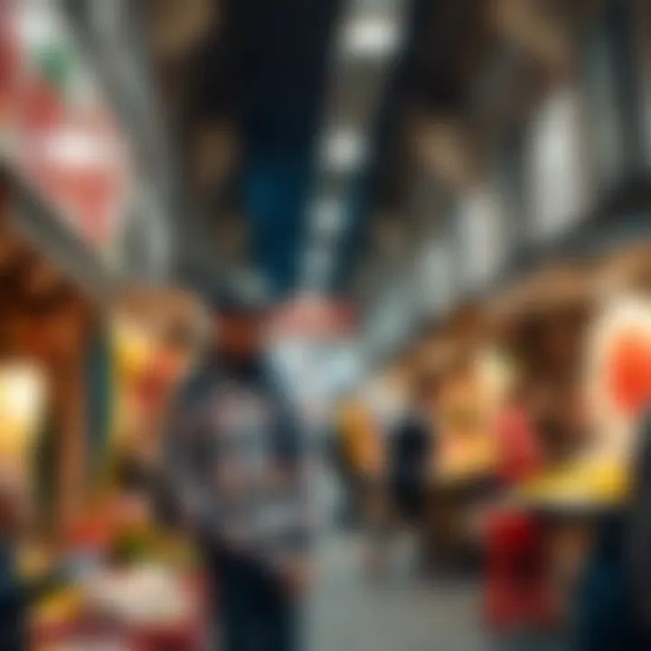 Vibrant market scene in a traditional setting