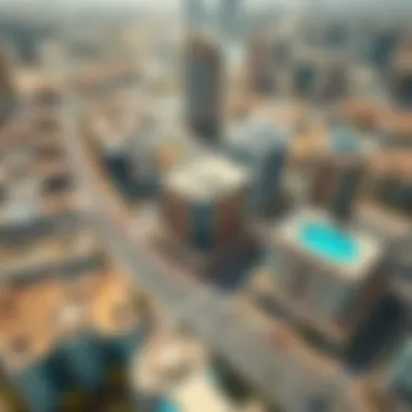 Aerial view of Geepas commercial properties in Dubai's bustling district