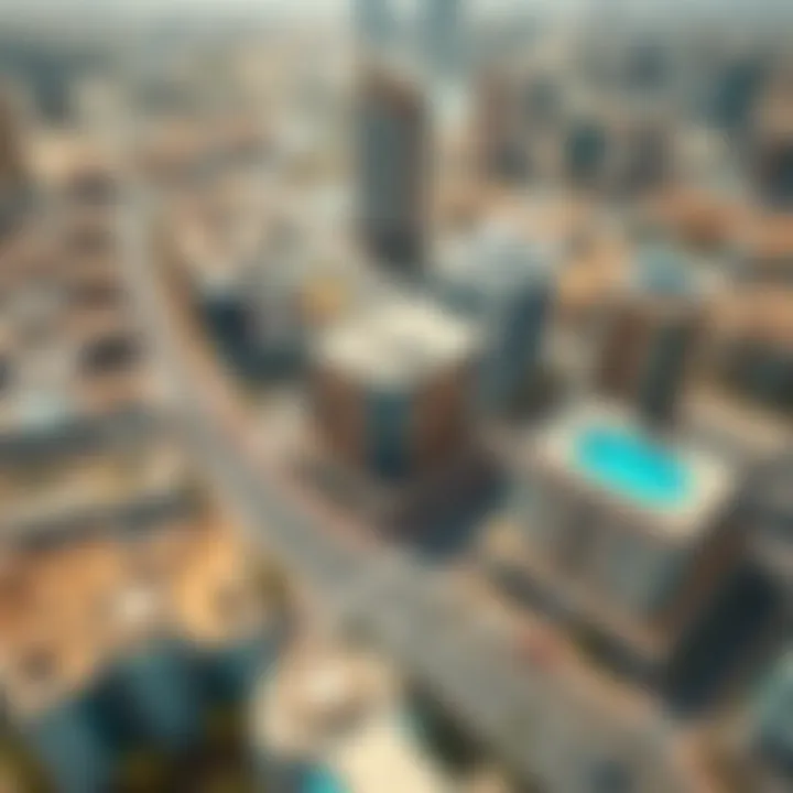 Aerial view of Geepas commercial properties in Dubai's bustling district