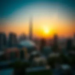 Breathtaking skyline of Dubai during sunset