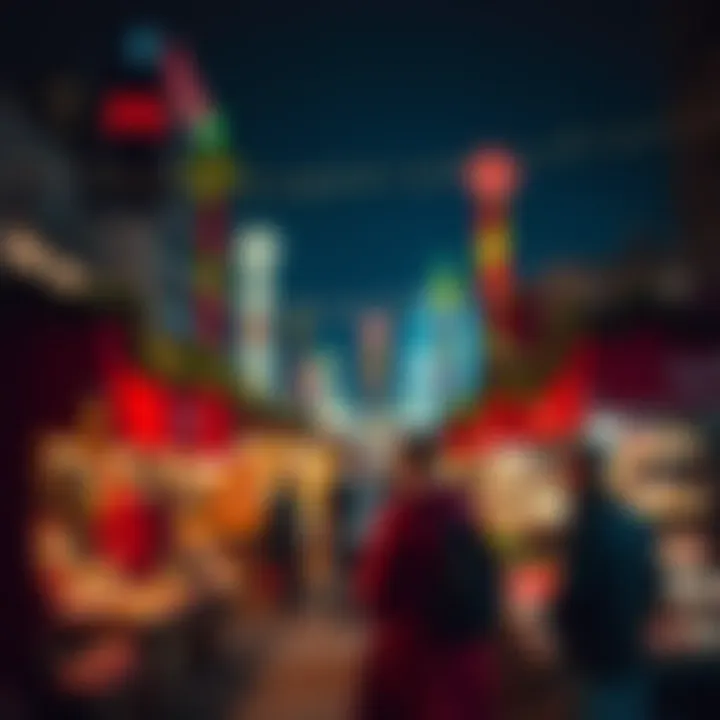 A vibrant market scene showcasing holiday festivities